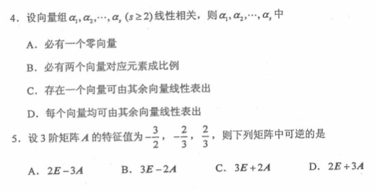 全国2016年4月自考02198线性代数真题及答案