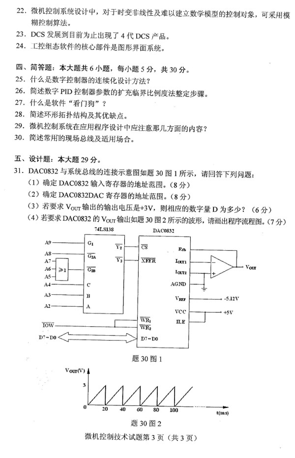 2019年4月自学考试微机控制技术真题(图1) 2019年4月自学考试微机控制技术真题(图1)