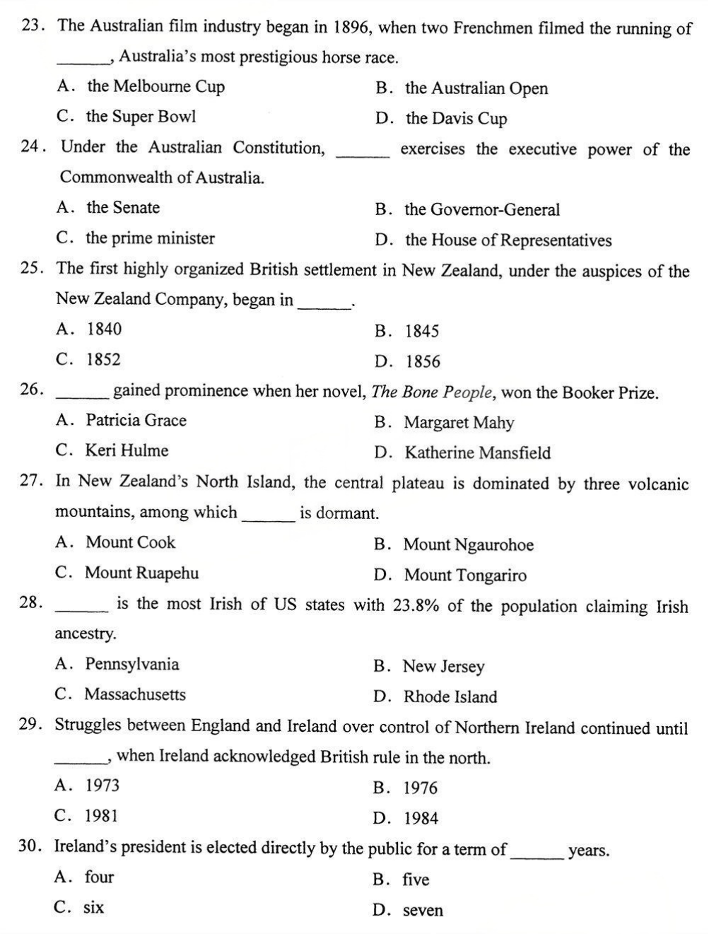 2025年4月四川自考00522《英语国家概况》试题(图4)