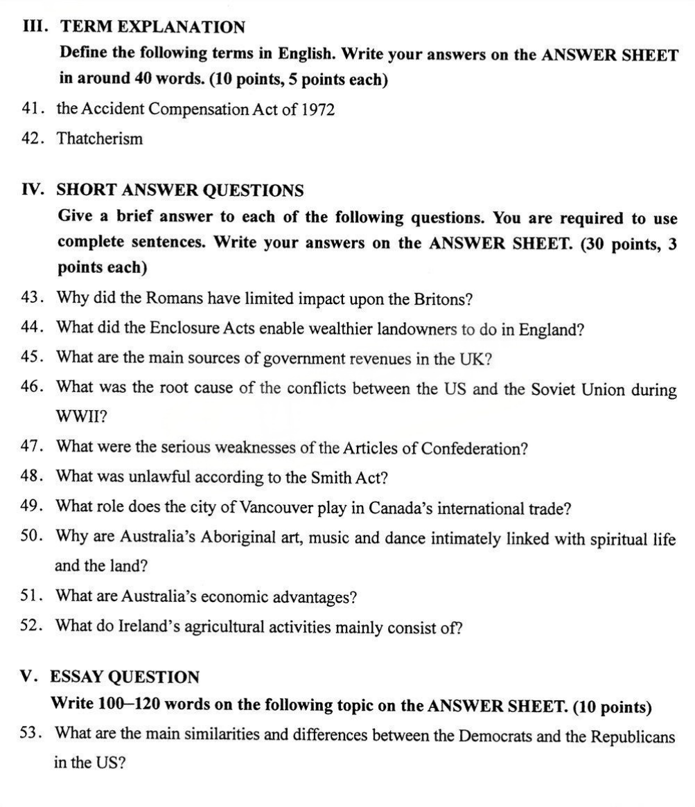 2025年4月四川自考00522《英语国家概况》试题(图6)