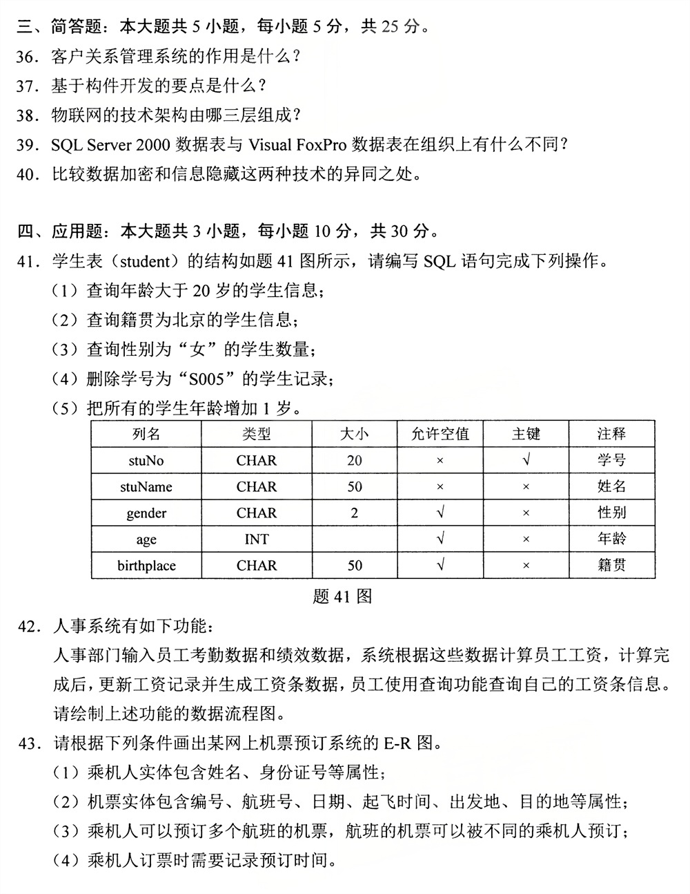 2026年4月四川自考00051《管理系统中计算机应用》试题(图5)