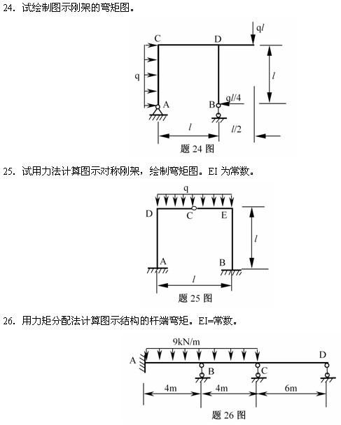 全国2007年7月高等教育自学考试结构力学(一)试(图8) 全国2007年7月高等教育自学考试结构力学(一)试(图8)