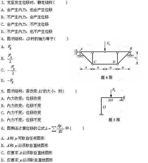 全国2009年4月高等教育自学考试结构力学(二)试题(图2) 全国2009年4月高等教育自学考试结构力学(二)试题(图2)