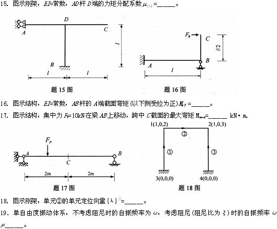 全国2009年4月高等教育自学考试结构力学(二)试题(图6) 全国2009年4月高等教育自学考试结构力学(二)试题(图6)