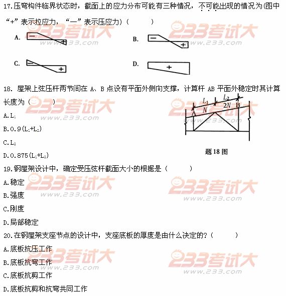 全国2011年4月高等教育自学考试钢结构试题(图5) 全国2011年4月高等教育自学考试钢结构试题(图5)